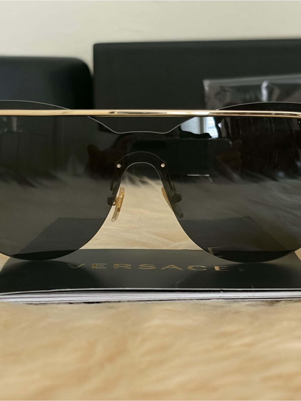 Versace 2186 Medusa Sunglasses with Gold Trim Accents